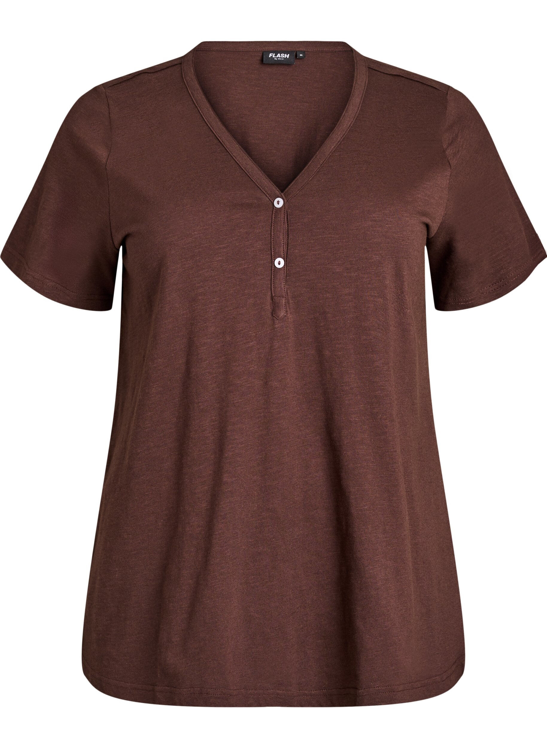 ZizzifashionT-shirt with button detail, Brown, Packshot image number 0