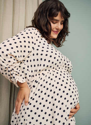 Maternity blouse in viscose and print, Off White Dot, Image image number 1