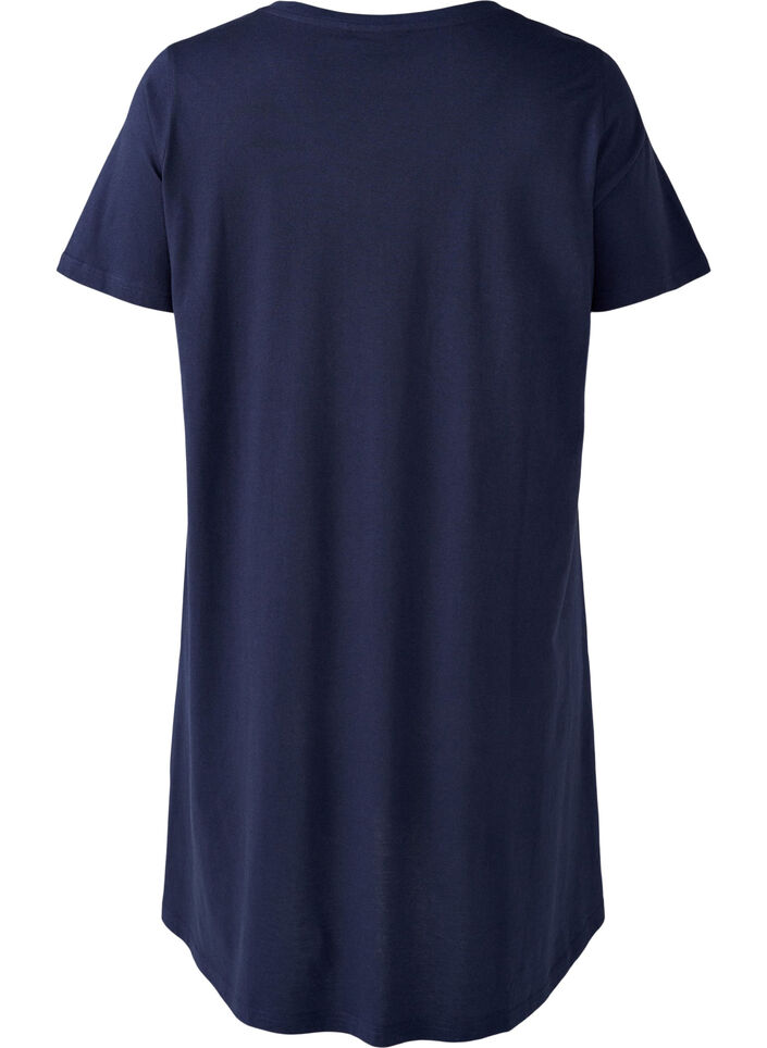 Short-sleeved nightgown in organic cotton, Blue, Packshot image number 1