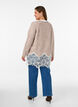 Knitted blouse with raglan sleeves and a wide lace trim, Beige, Model image number 2