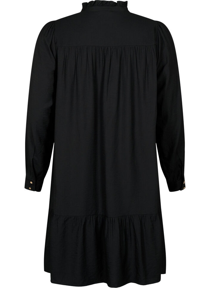 Short dress with ruffle collar, Black, Packshot image number 1