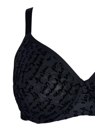 Full cover bra with text print, Black, Packshot image number 2