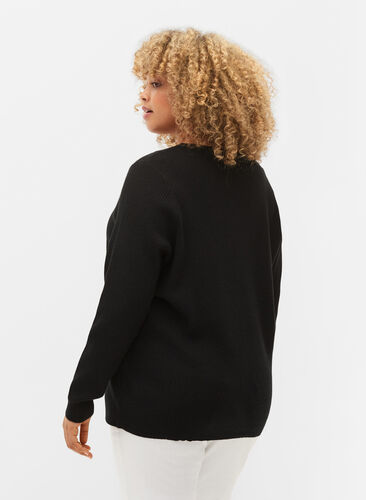 Knitted jumper with wrap, Black, Model image number 1