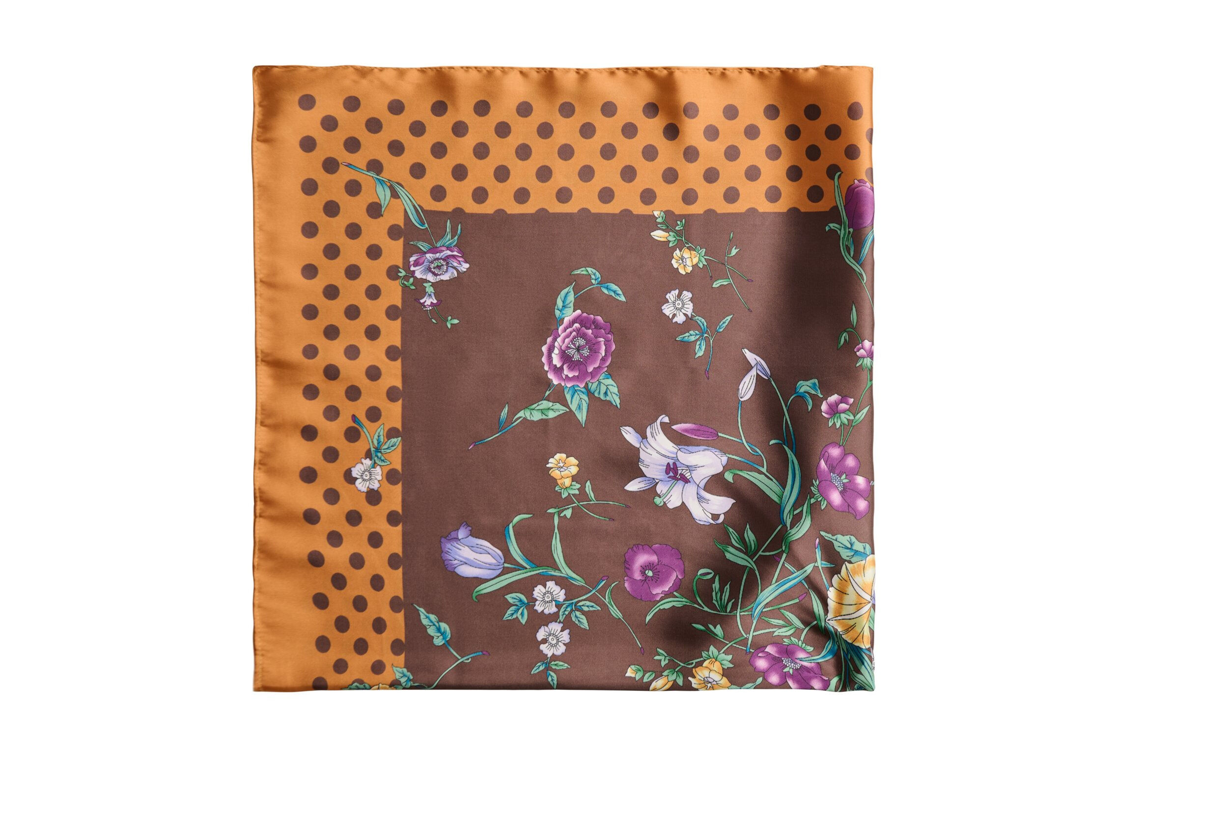 ZizzifashionSquare scarf in a satin-look with a patterned design, Brown, Packshot image number 2