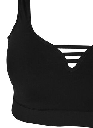Lightly padded bra with string details, Black, Packshot image number 2