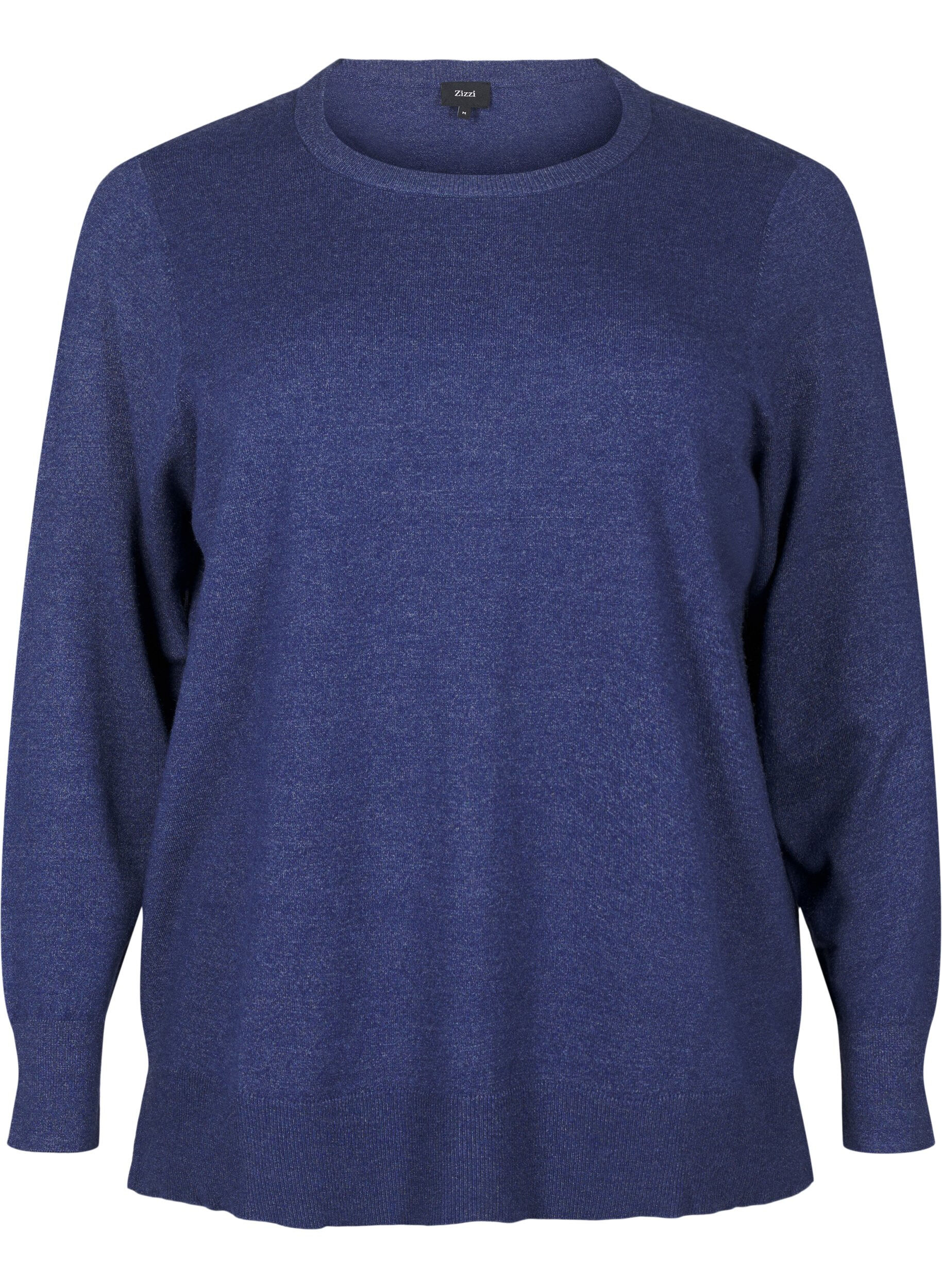 Zizzifashion Long-sleeved knitted blouse with slit, Blue, Packshot image number 0