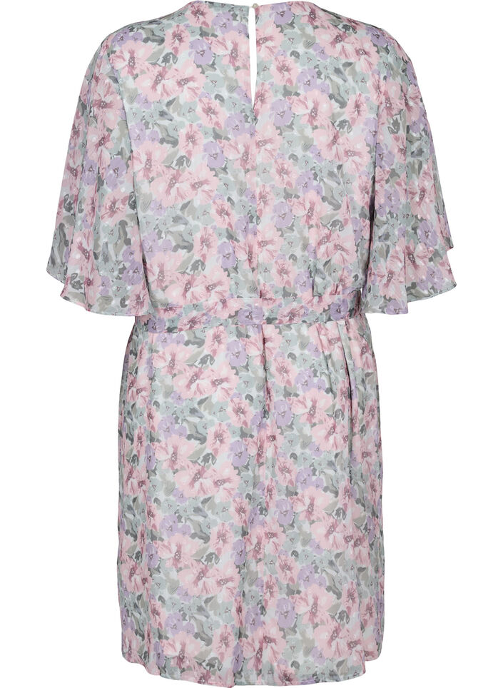 Floral dress with tie band, Flower AOP, Packshot image number 1