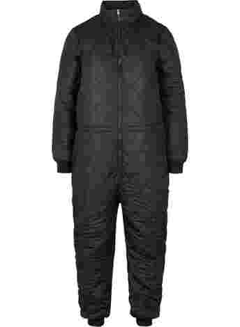 Quilted thermal jumpsuit with adjustable waist