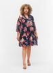 Floral tunic with 3/4 sleeves and ruffle collar, Big Flower AOP, Model image number 2