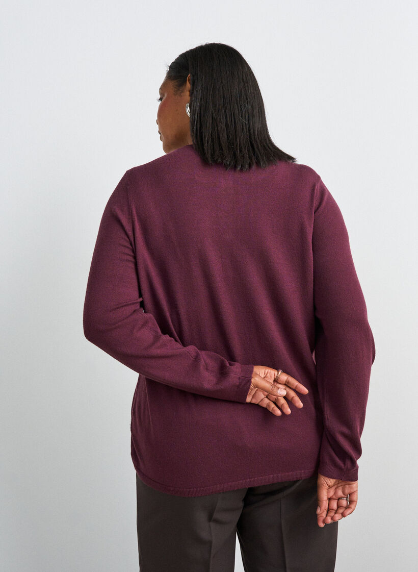 Cardigan with round buttons, Red, Model image number 2
