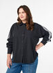 Loose shirt with sporty stripes on the sleeves, Black, Model image number 0