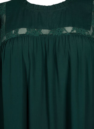 Viscose blouse with frills and lace, Scarab, Packshot image number 2