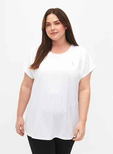 Short-sleeved workout t-shirt, Bright White, Model image number 0