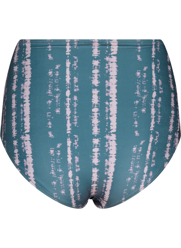 Extra high-waisted bikini bottom with print, Green, Packshot image number 1