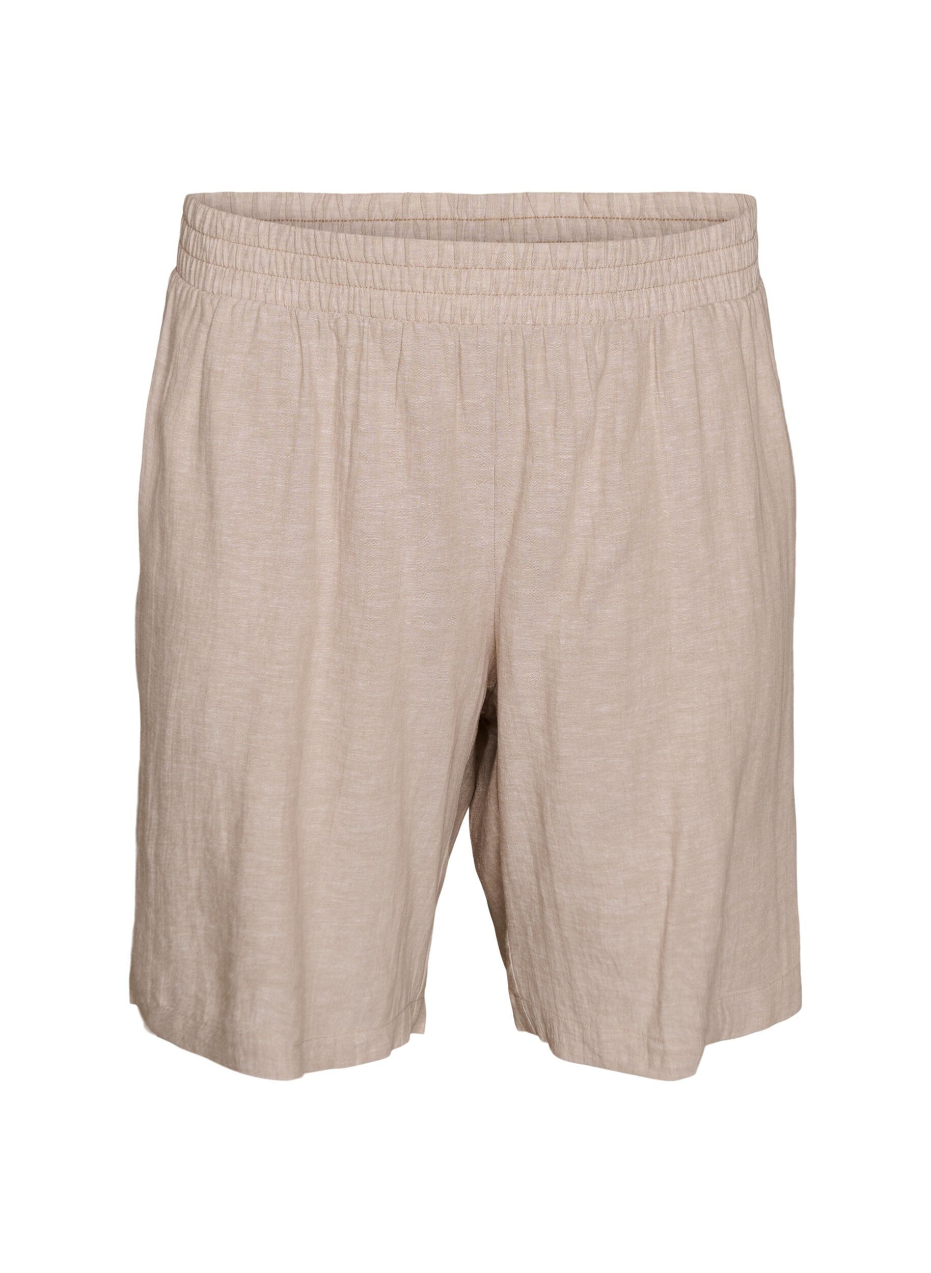 High-waisted linen and viscose shorts