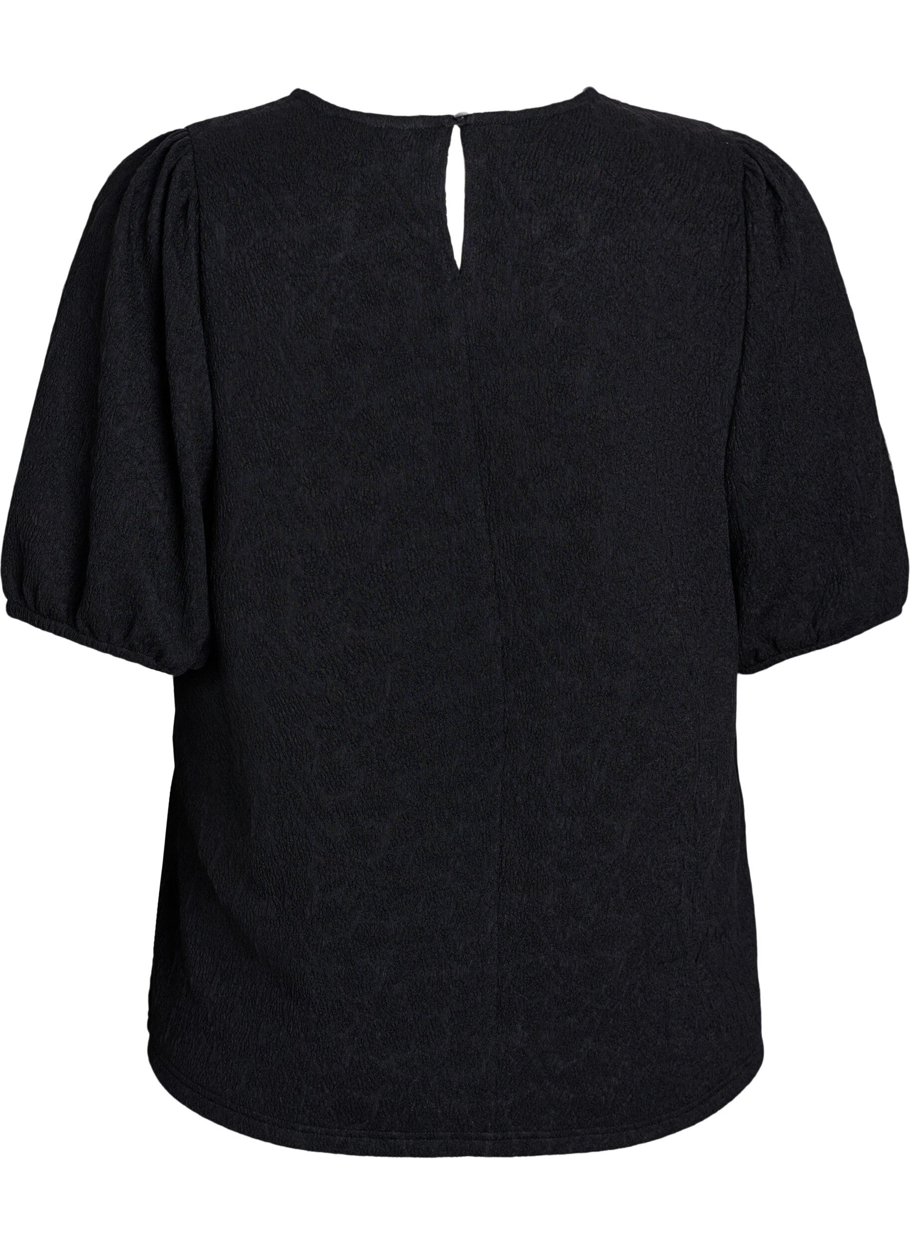 Zizzifashion Structured blouse with short sleeves, Black, Packshot image number 1