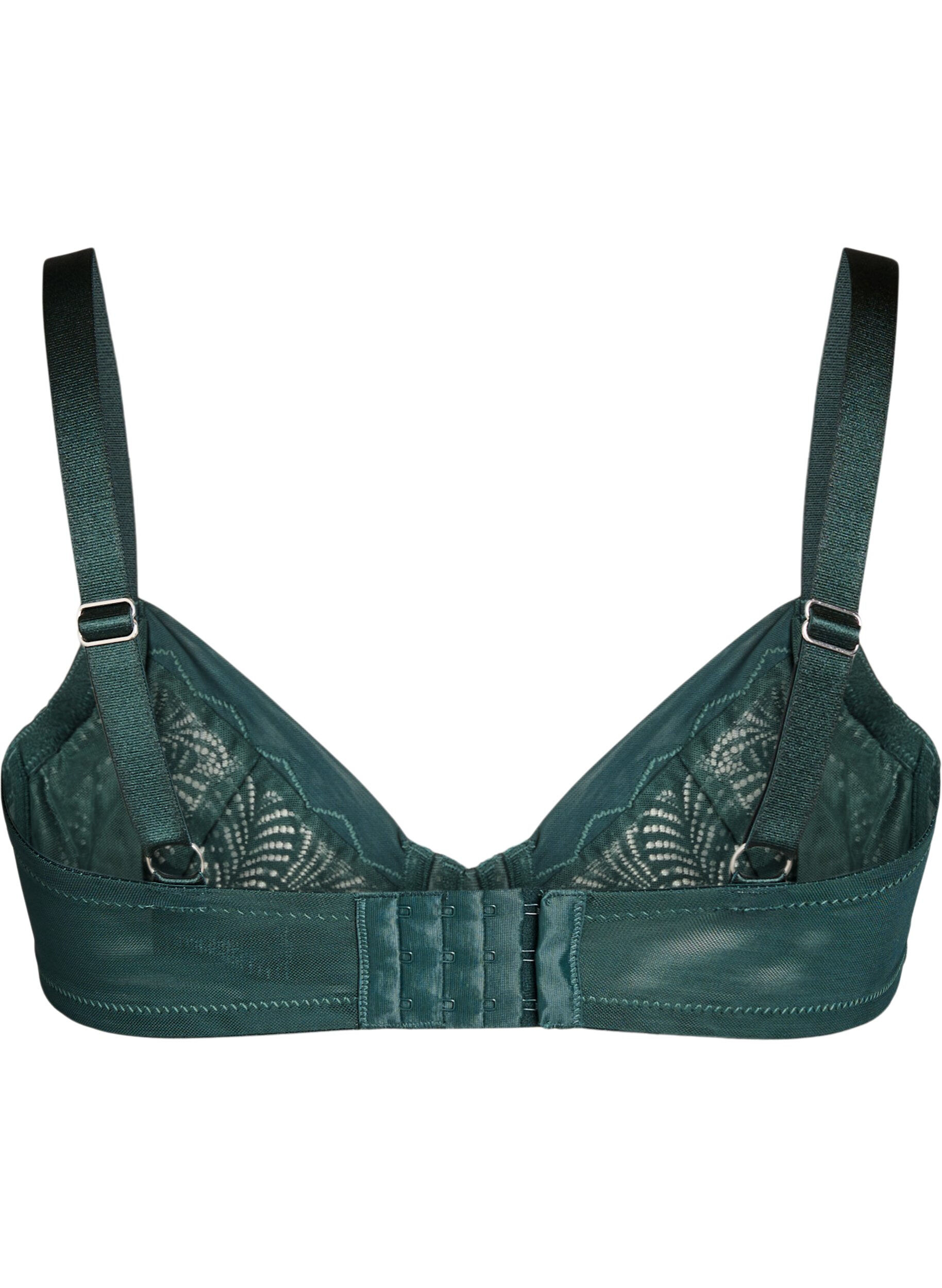 Zizzifashion Full cover bra with underwire and lace, Green, Packshot image number 1
