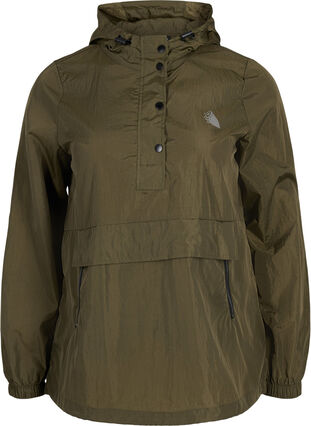 Hooded sports jacket with pockets, Forest Night, Packshot image number 0