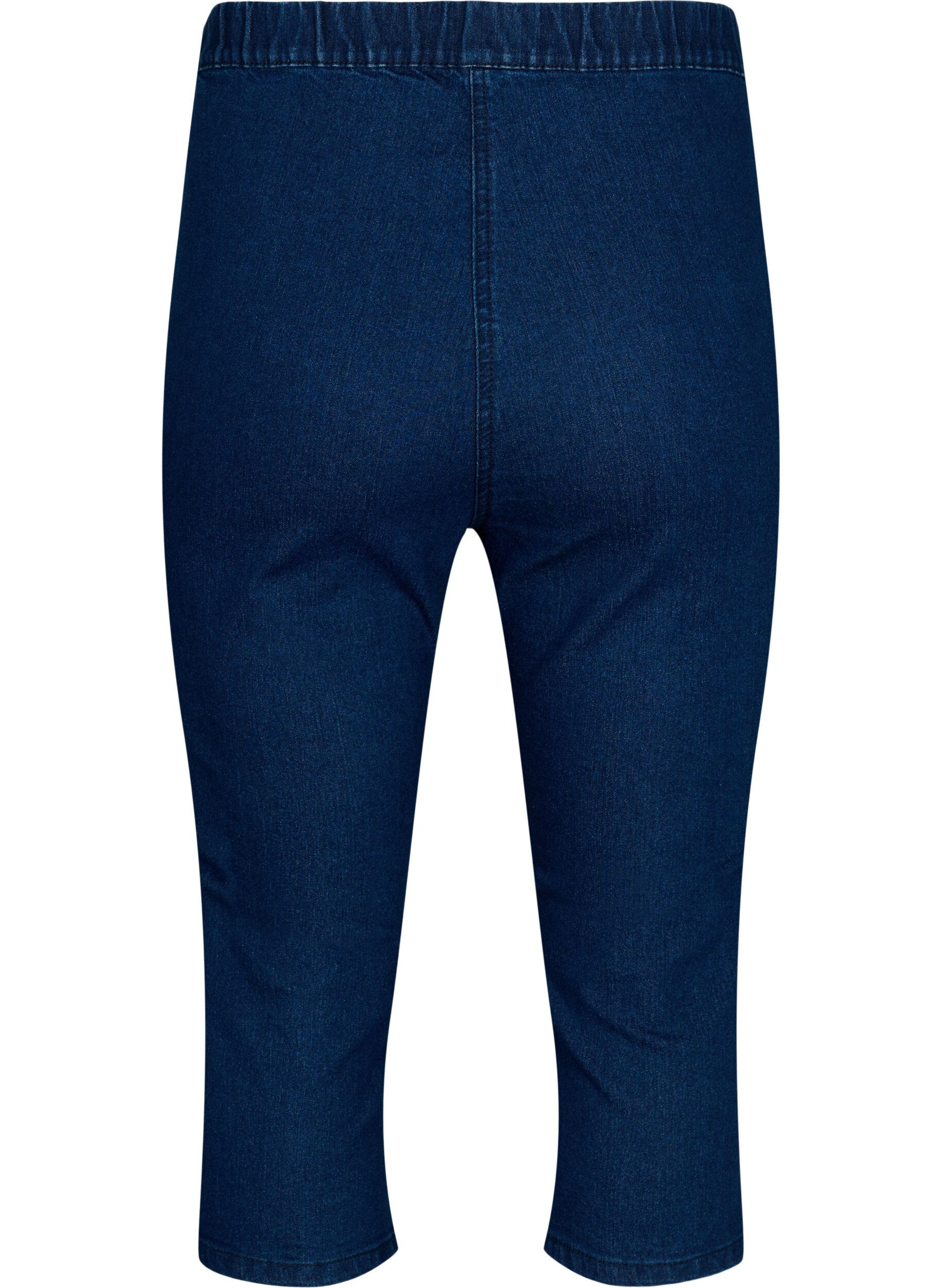 Zizzifashion FLASH - High waisted denim capri trousers with slim fit, Blue, Packshot image number 1