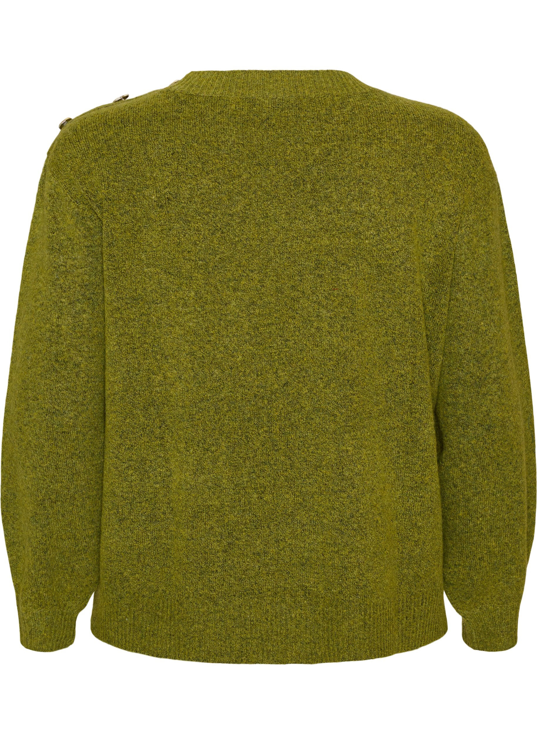 ZizzifashionKnit blouse with button detail, Green, Packshot image number 1