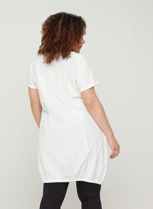 Short-sleeved cotton dress, White, Model image number 1