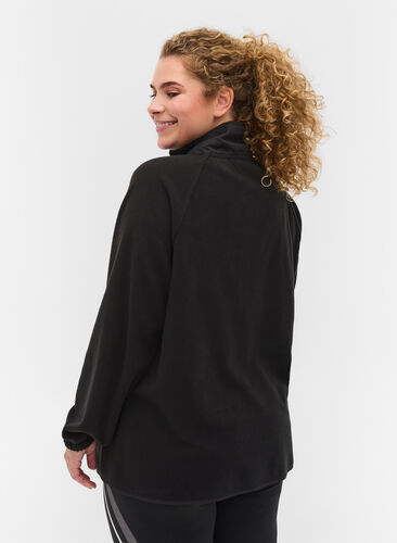 Sports fleece jacket with high neck and pockets, Black, Model image number 1