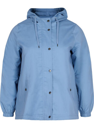 Parka jacket with hood and welt pockets, Blue Shadow, Packshot image number 0