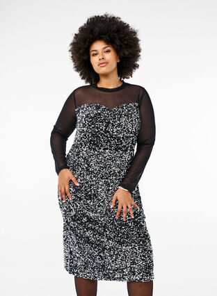 Glitter dress with sequins - Black - Sz. 40-64 - Zizzifashion Glitter dress with sequins - Black - Sz. 40-64 - Zizzifashion