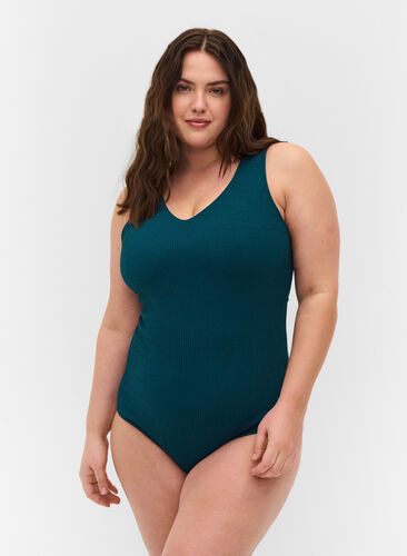Swimsuit with cross back, Deep Teal, Model image number 0