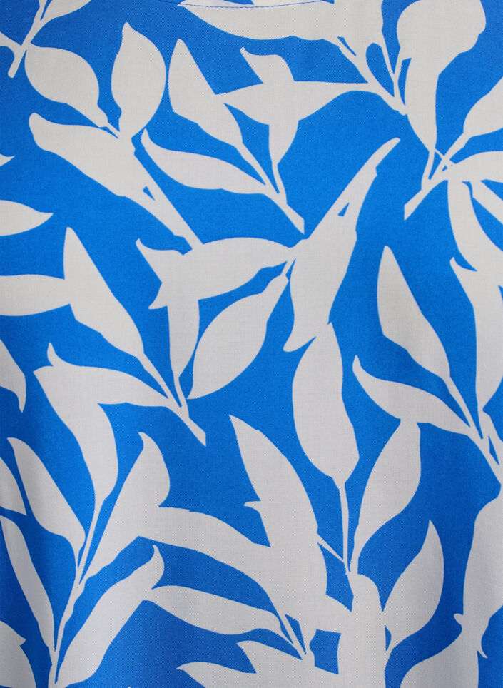 Short sleeve viscose blouse with print, Blue, Packshot image number 2