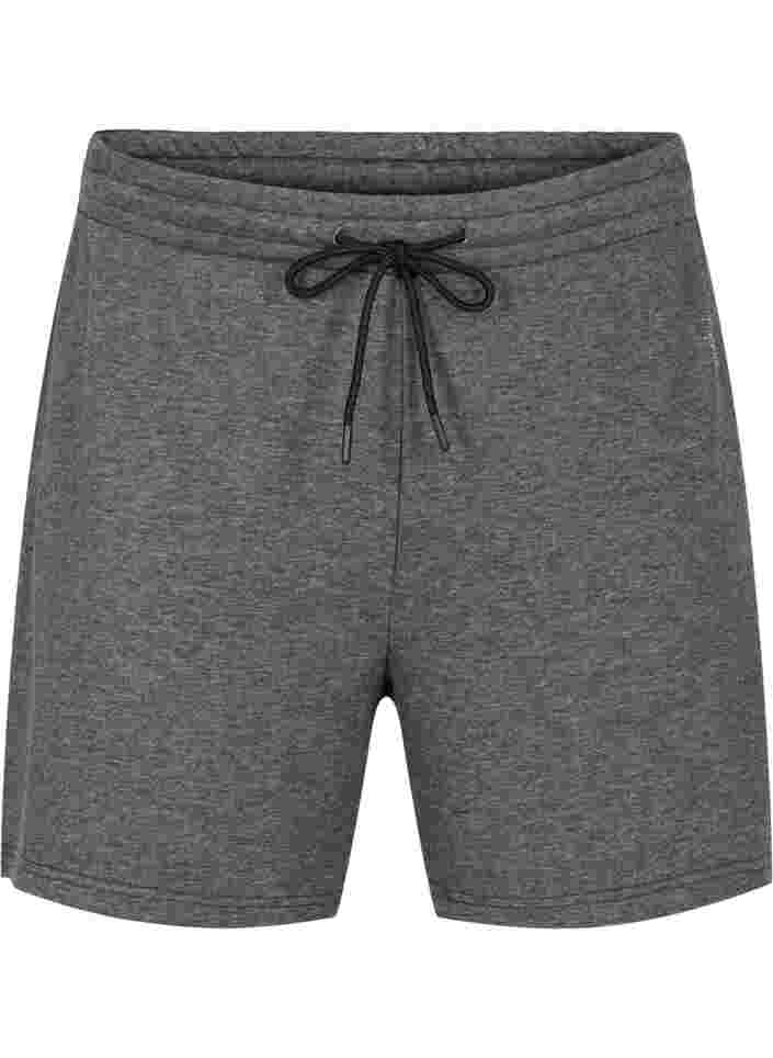 Drawstring workout shorts, Dark Grey Melange, Packshot image number 0