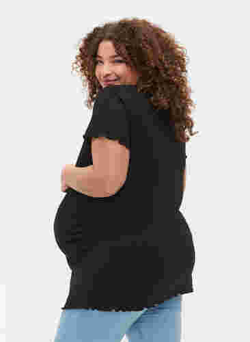 Maternity t-shirt in rib, Black, Model image number 1