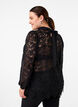 Lace blouse with bow detail, Black, Model image number 1