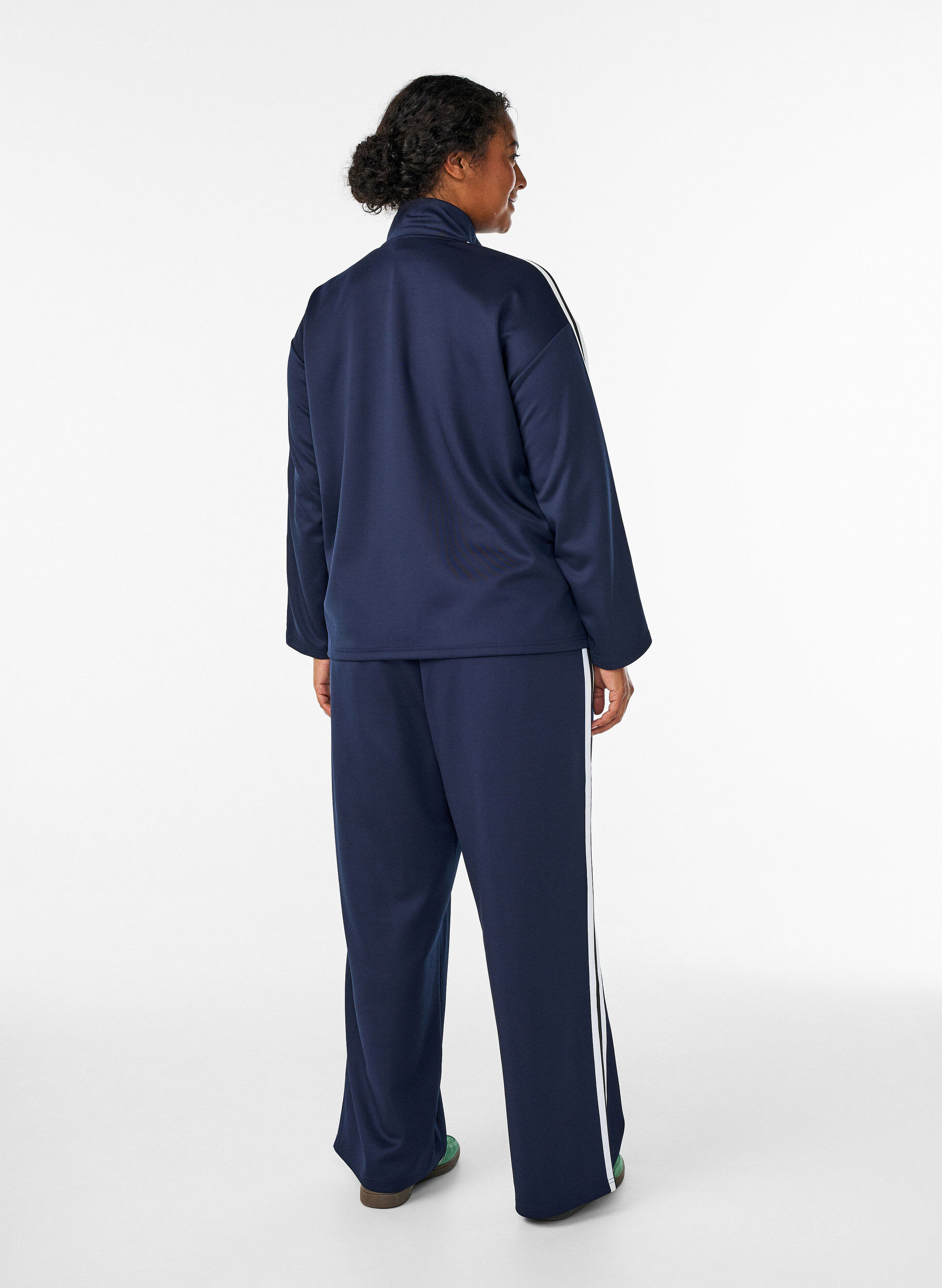 Zizzifashion Track pants with high waist and sporty stripes, Blue, Model image number 1