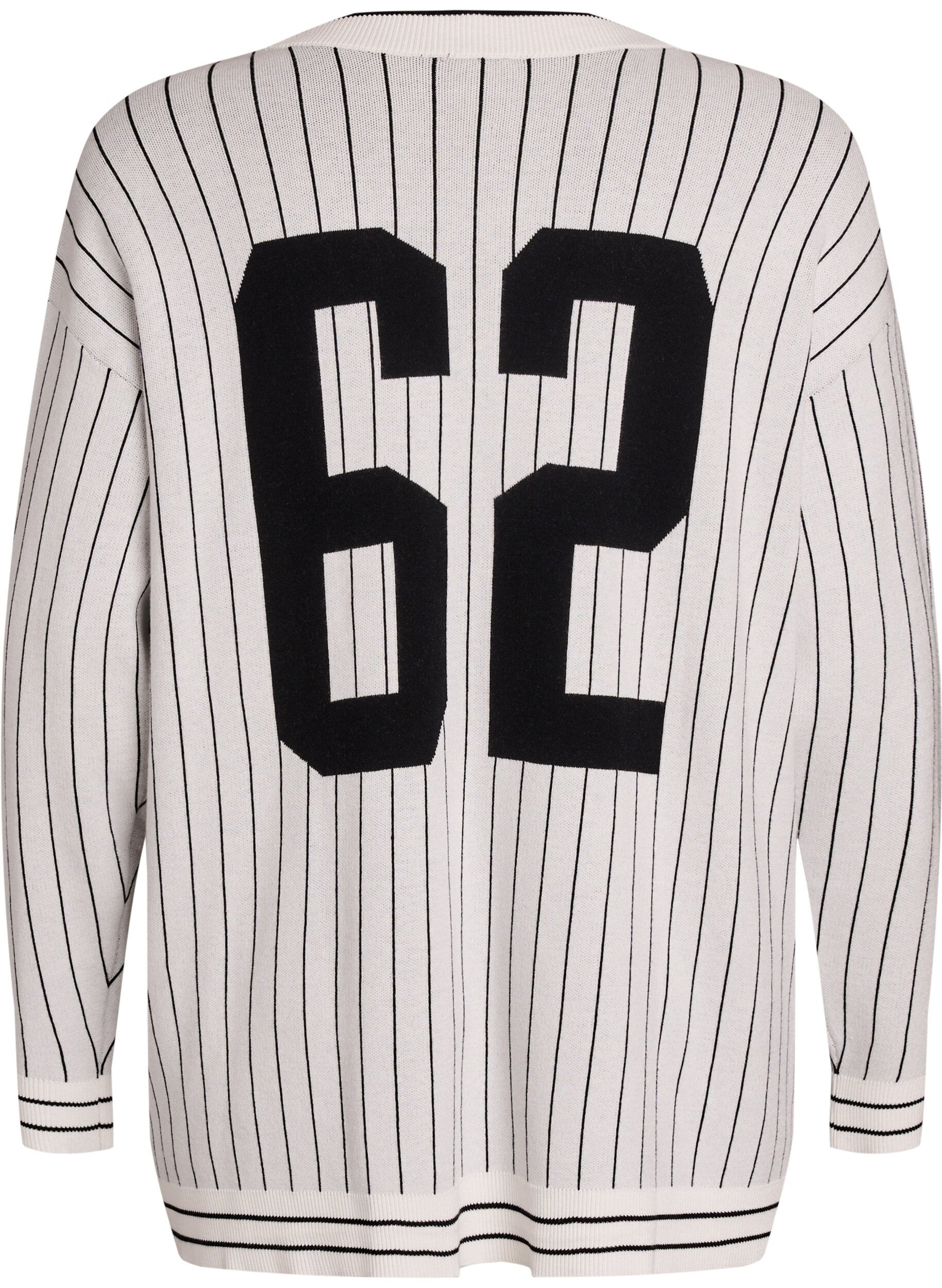 Zizzifashion Knitted cardigan with stripes and a back motif, White, Packshot image number 1