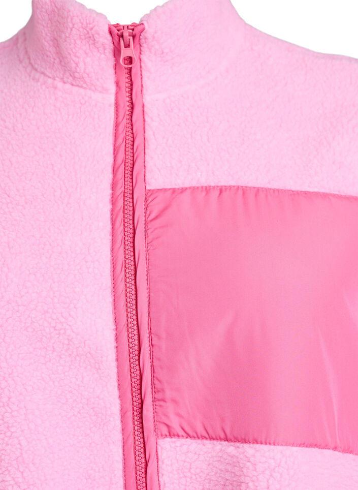 Teddy fleece vest with zip and contrast detail, Pink, Packshot image number 2