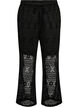 Eyelet lace trousers with straight legs, Black, Packshot image number 0