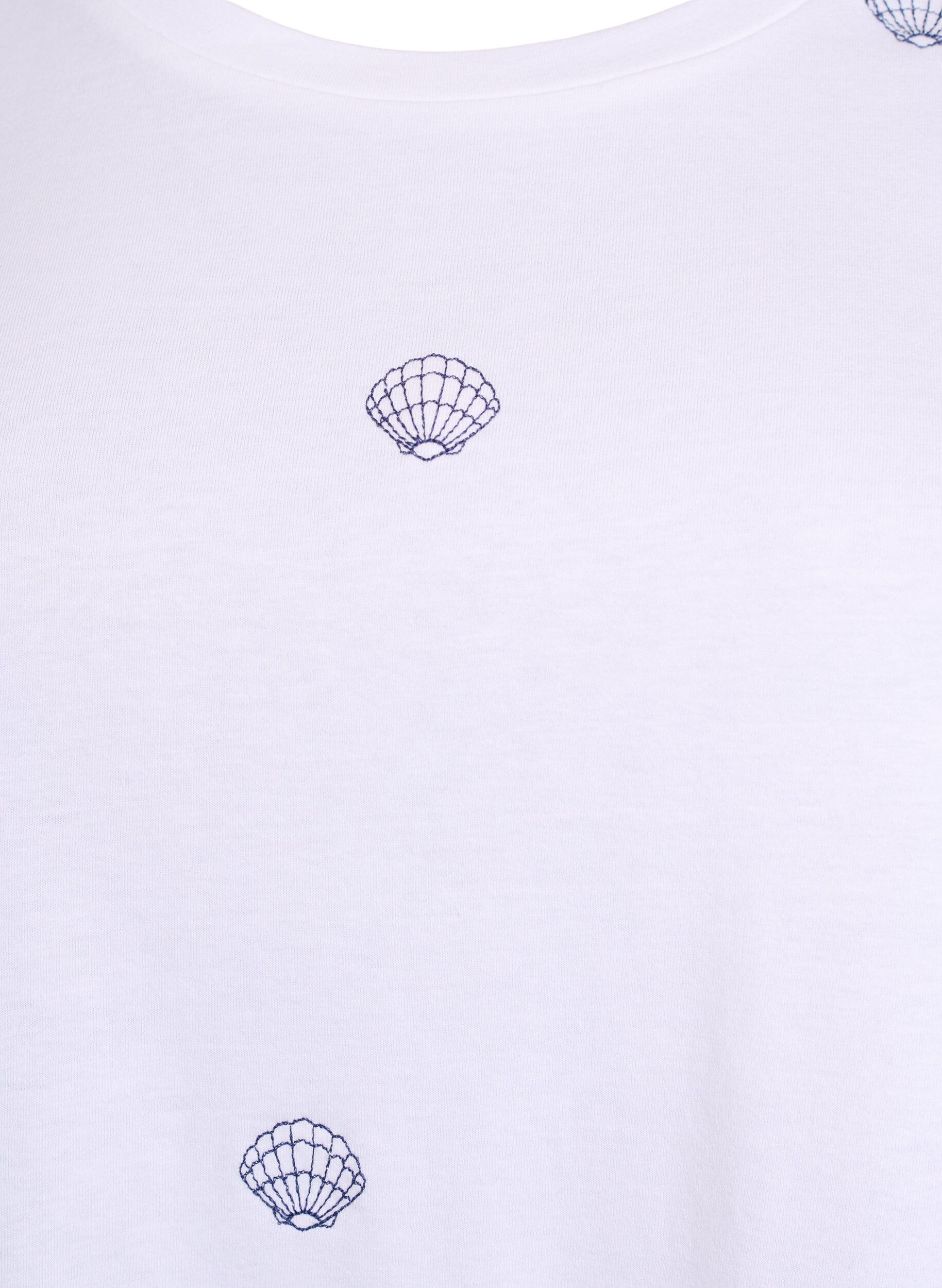 ZizzifashionT-shirt in organic cotton with embroidered motifs, White, Packshot image number 2