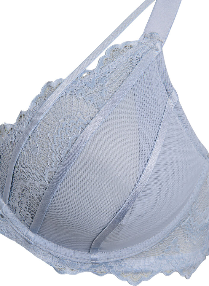 Full-coverage bra with lace and string details, Light Blue, Packshot image number 2