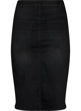 Denim midi skirt with slits, Black, Packshot image number 1
