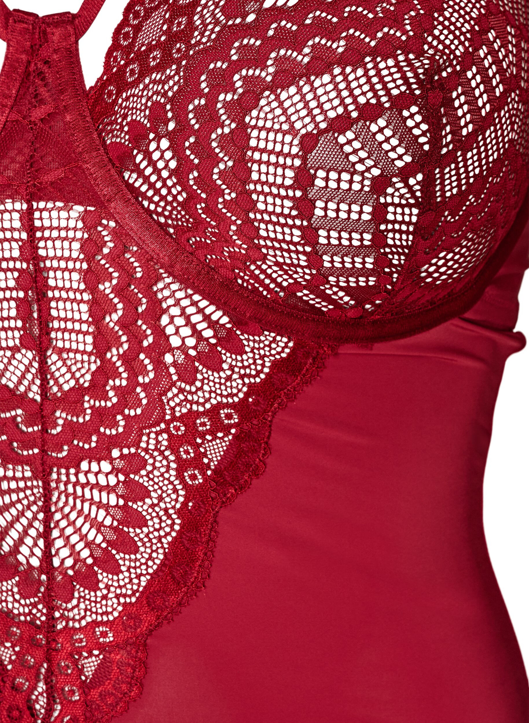ZizzifashionUnderwired lace body with strap detail, Red, Packshot image number 2