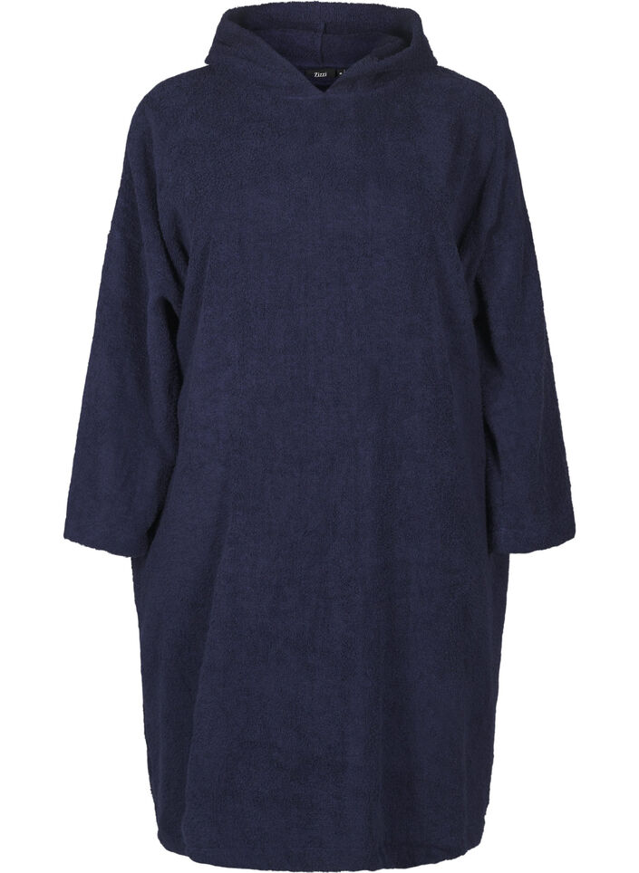 Terry poncho with hood, Navy Blazer, Packshot image number 0