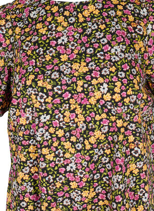 Floral dress in organic cotton, Black Flower AOP, Packshot image number 2