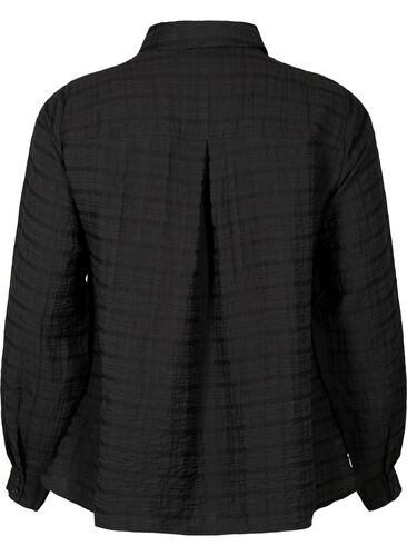 Shirt with structure and ruffle detail, Black, Packshot image number 1