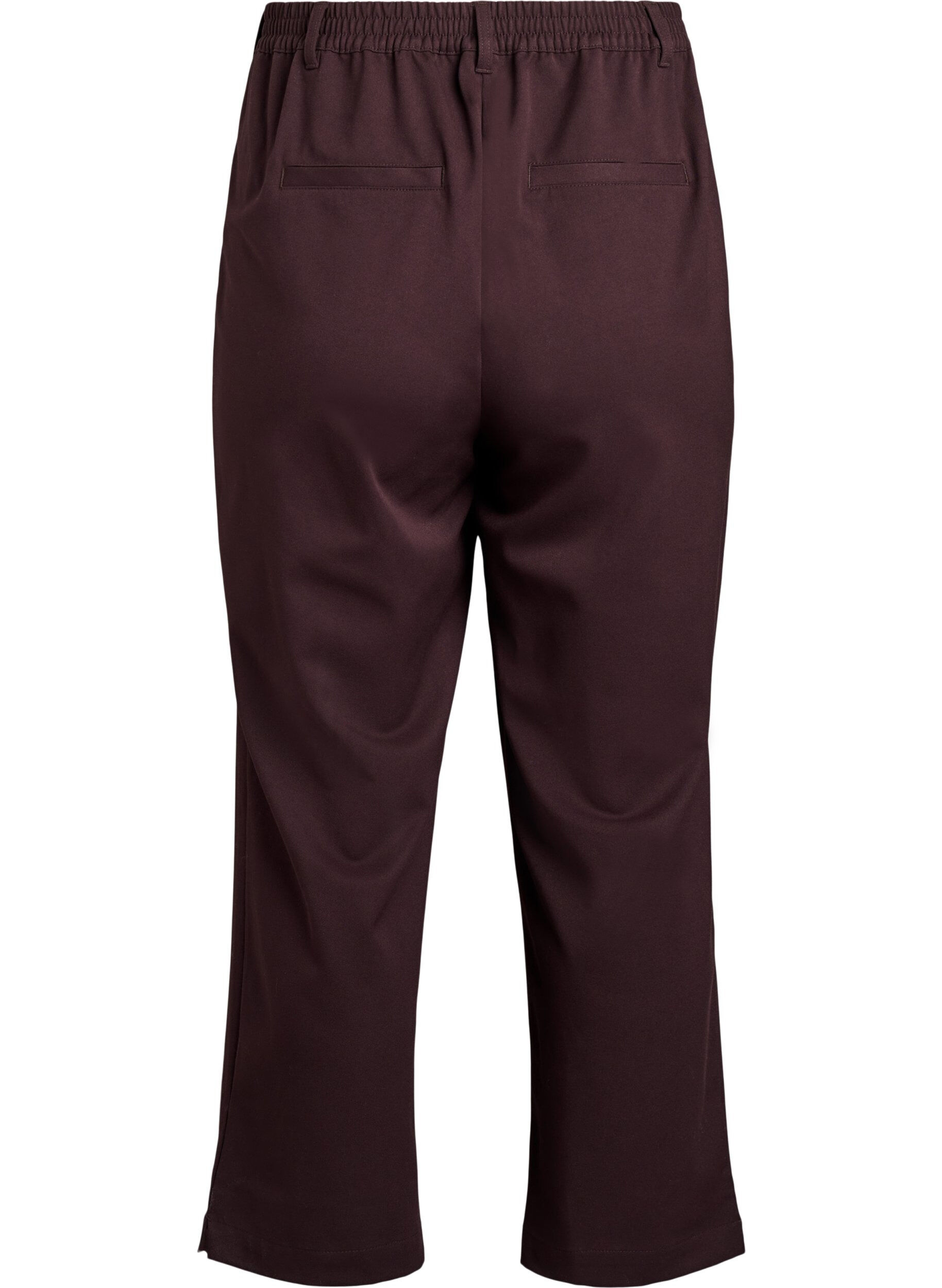Zizzifashion Trousers with high waist and elastic waistband at back, Brown, Packshot image number 1