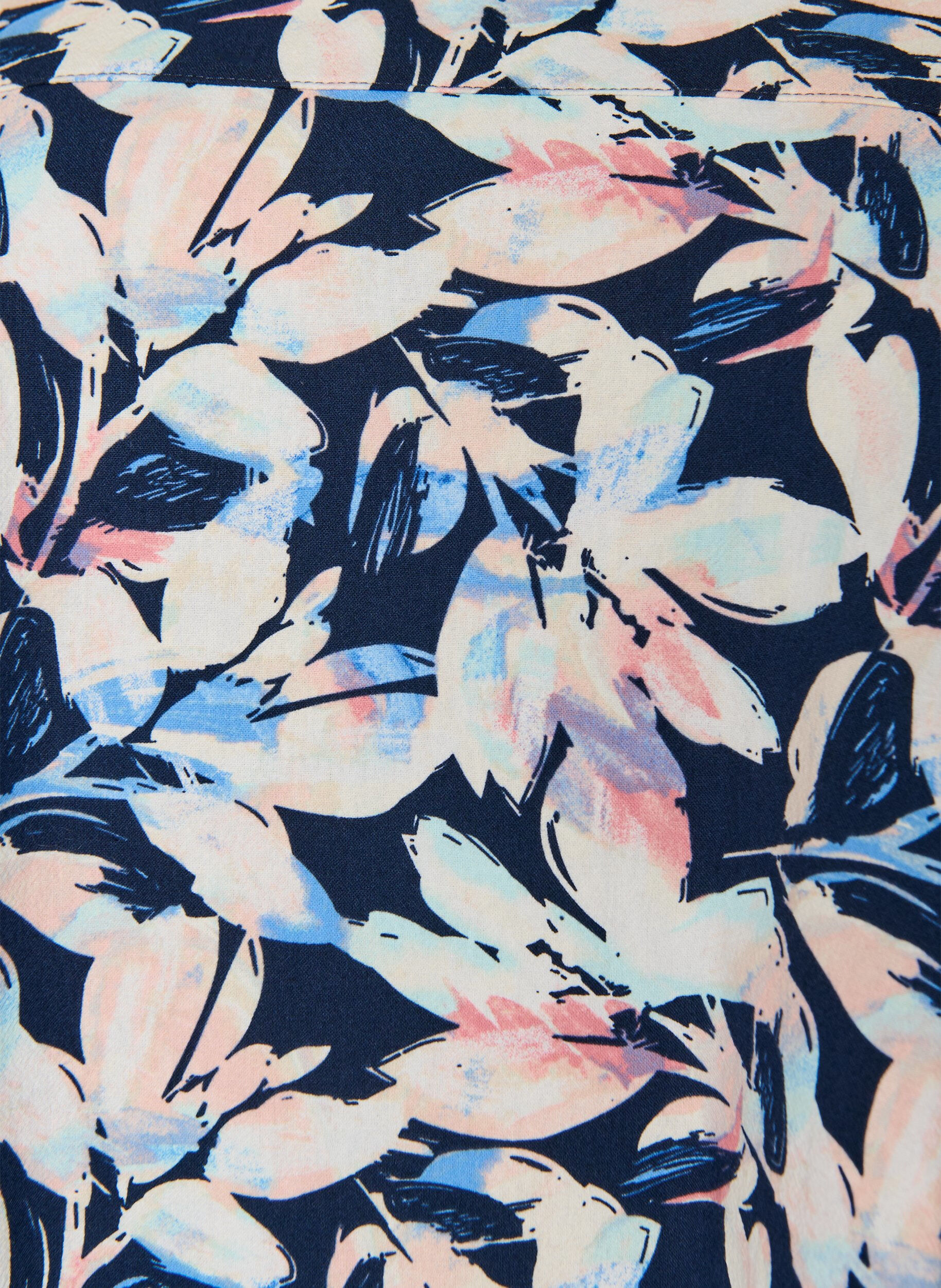 ZizzifashionShort-sleeved cotton dress with print, Blue, Packshot image number 2