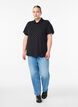 Dotted polo shirt with short sleeves, Black, Model image number 1