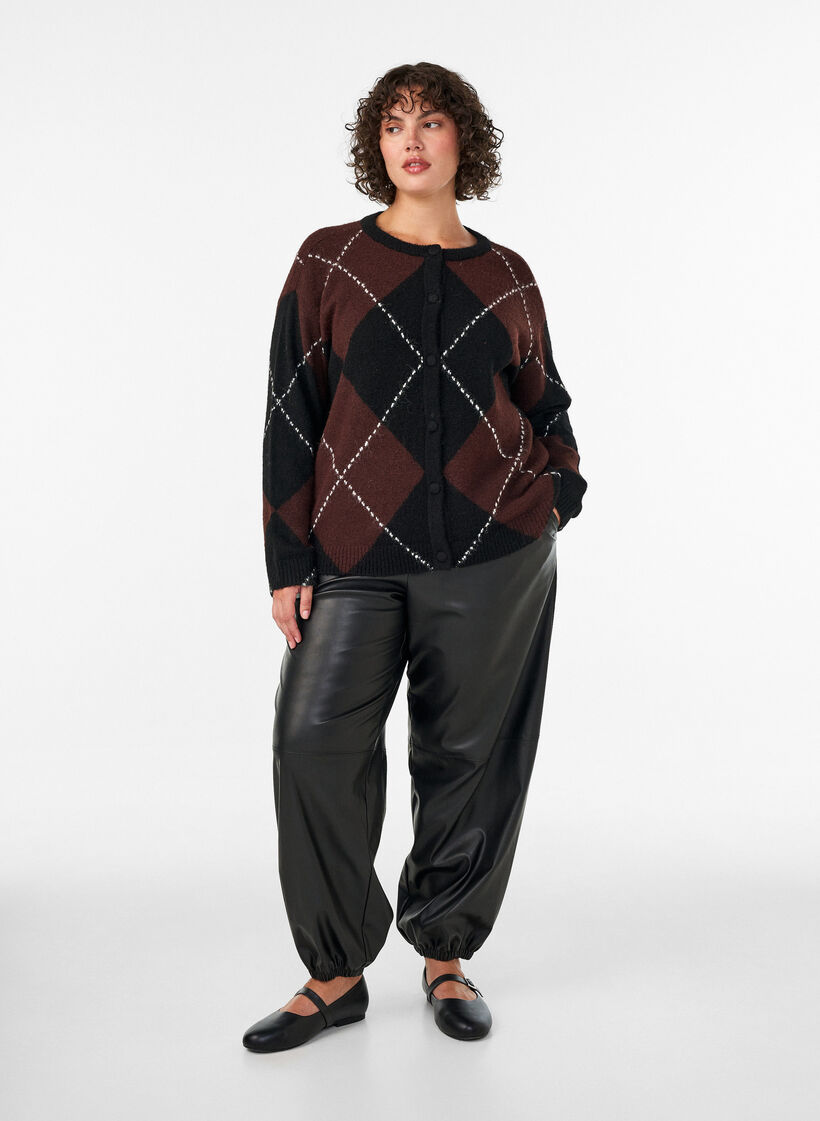 Cardigan with argyle pattern, Black, Model image number 1