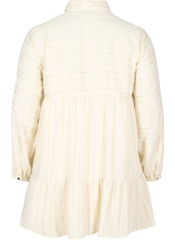 Patterned viscose tunic with buttons and long sleeves, Fog, Packshot image number 1