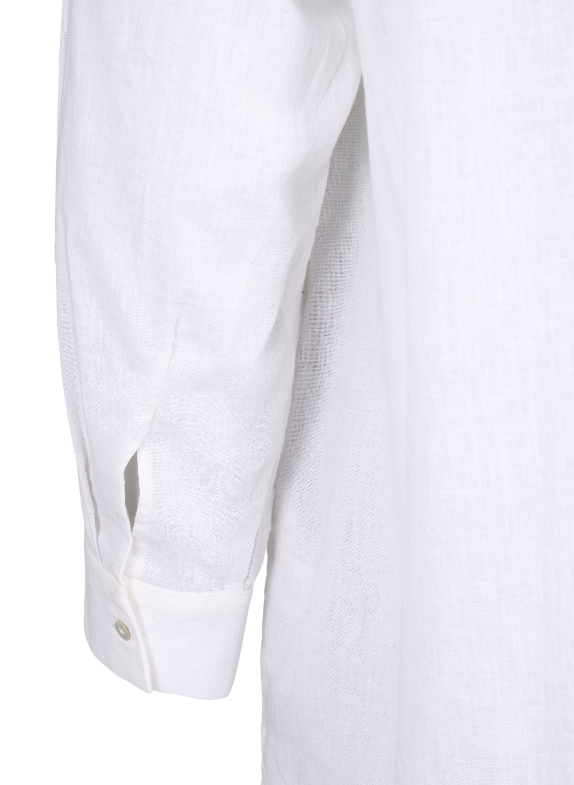 Zizzifashion Long shirt in linen and cotton, Bright White, Packshot image number 4